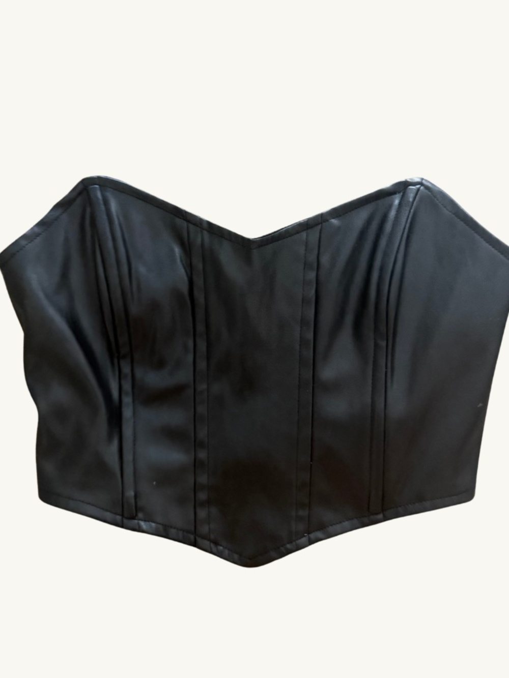 Princess Polly Black Faux Leather Strapless Corset Top US 4